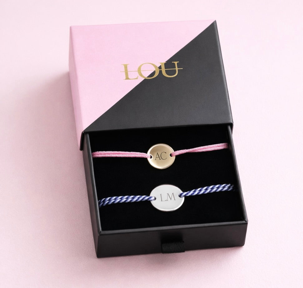 DUO BRACELET CORDON GRAVURE + BOÎTE - SAINT VALENTIN