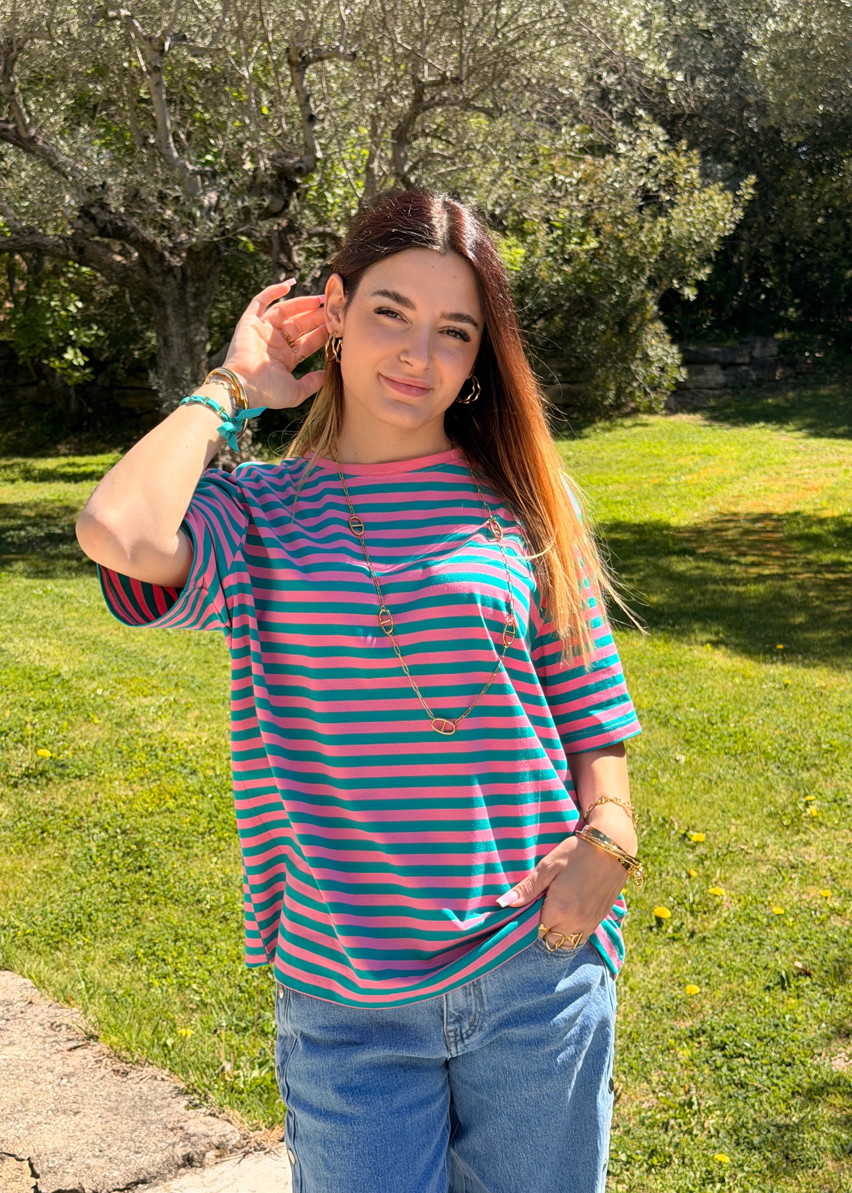 T-SHIRT - MARINE ROSE/VERT
