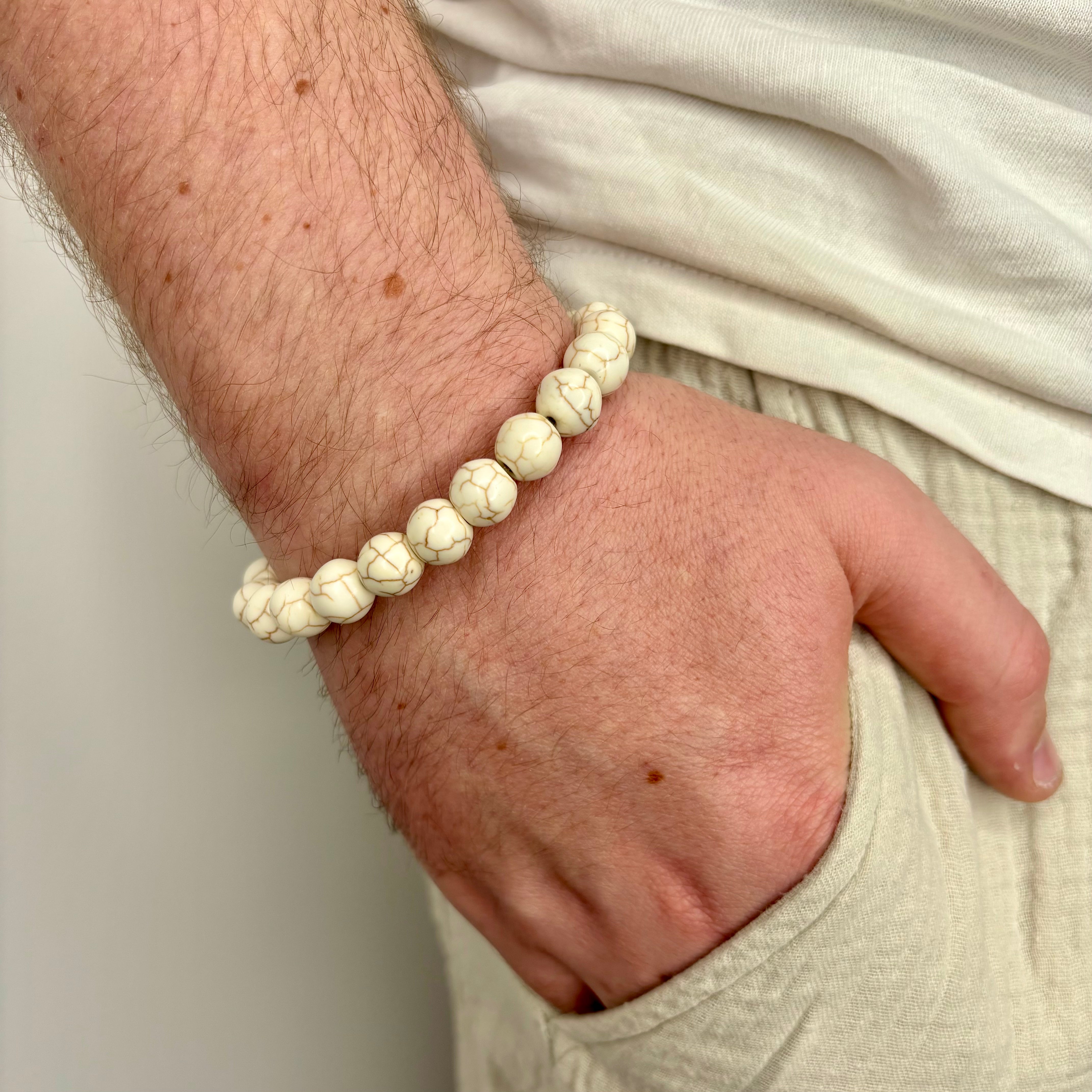 BRACELET HOMME - HOWLITE DE MONGOLIE