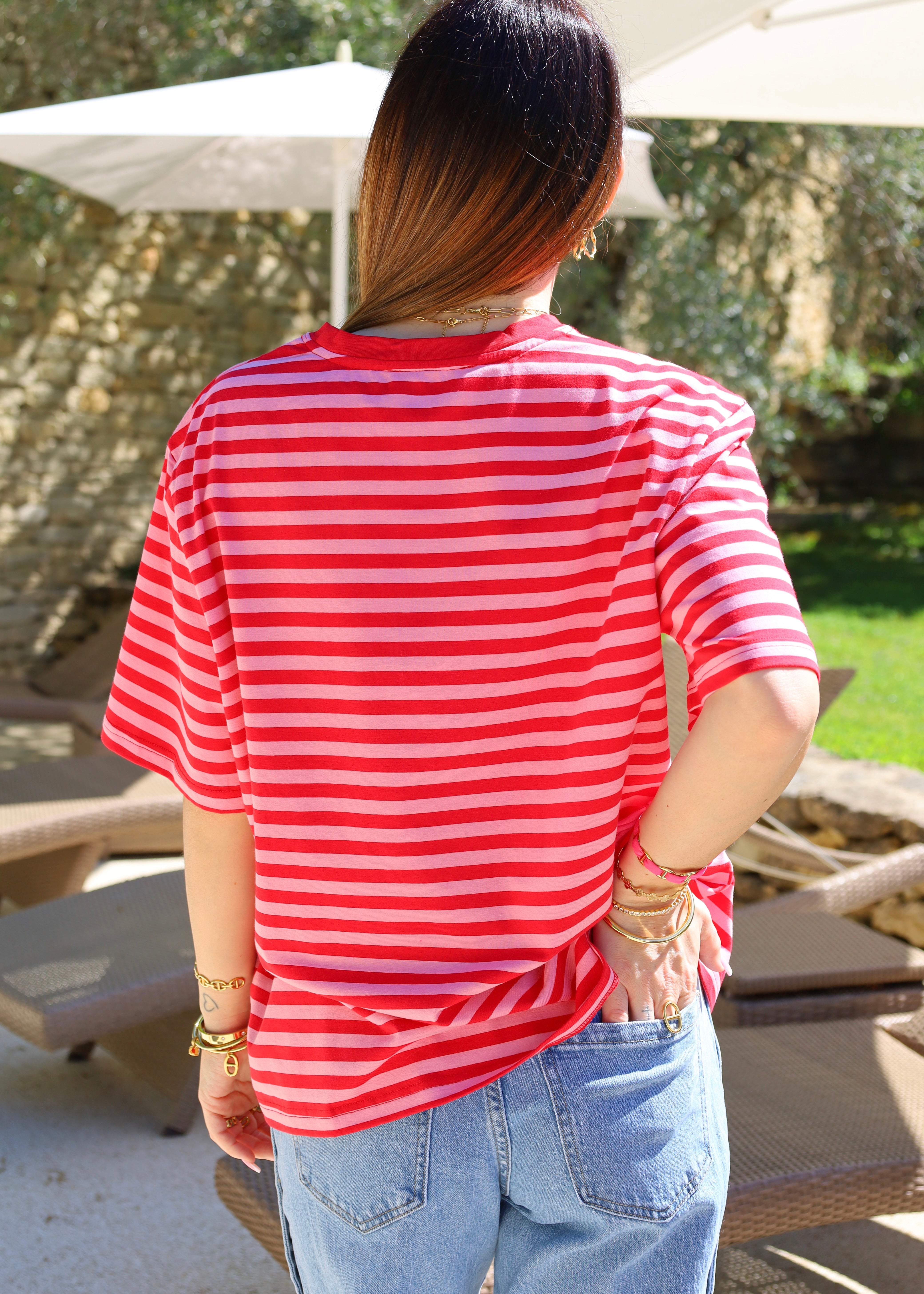 T-SHIRT - MARINE ROUGE/ROSE