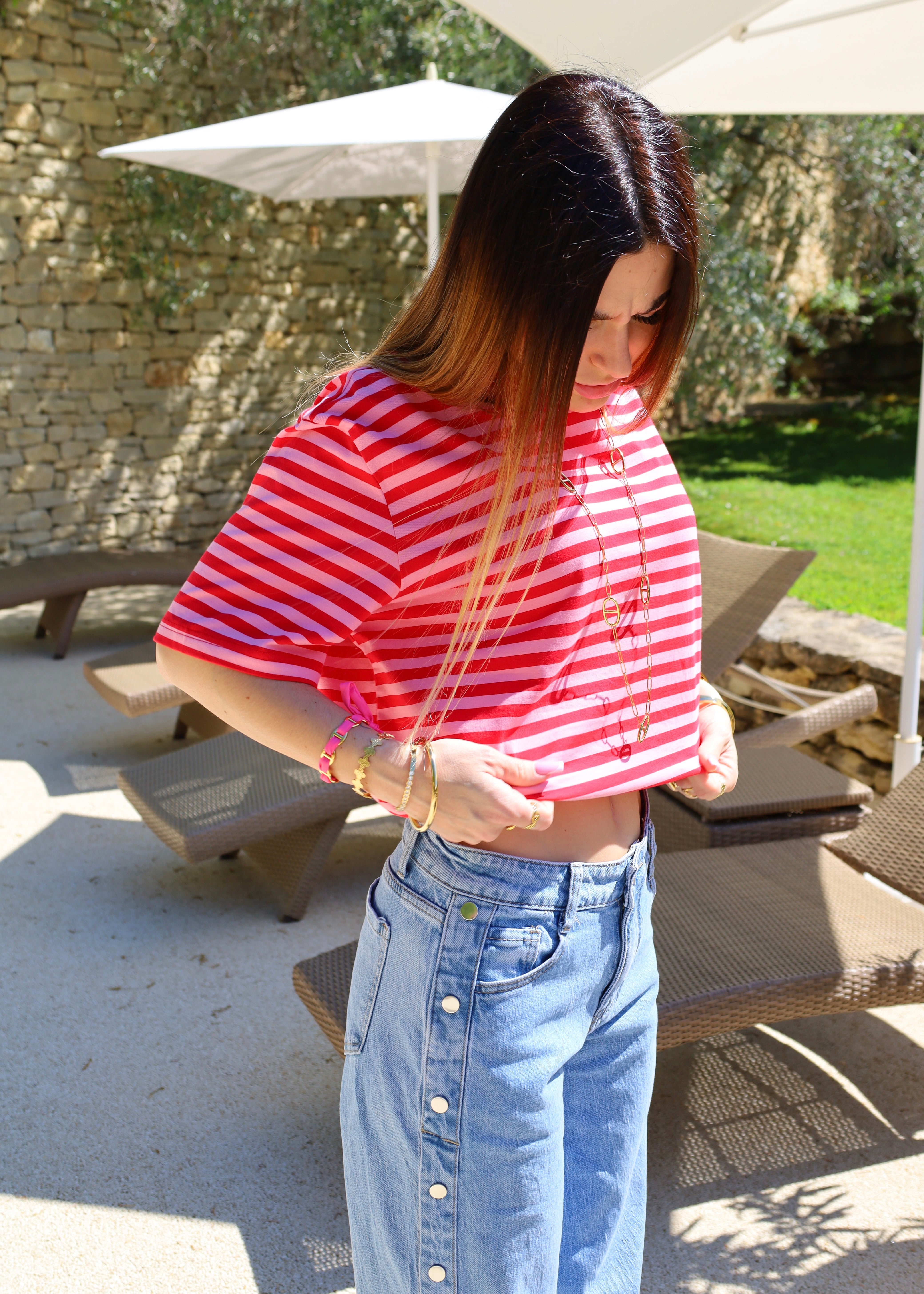 T-SHIRT - MARINE ROUGE/ROSE